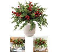 Set 30 Rami di Pino Artificiale e 15 Steli di Bacche Rosse per Decorazioni Feste