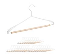 Relaxdays 30x Grucce Appendiabiti per Armadio, Set Stampelle per Pantaloni, Magliette & Giacche, Metallo & Legno, L: 43 cm, Bianco