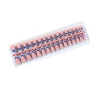 Set 32 unghie a pressione con punte corte a mandorla dal design francese, varie tonalità della pelle, stick riutilizzabili sulle unghie
