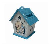 Set 36 bomboniera battesimo portaconfetti a casetta in legno bimbo con biberon