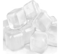 Set 36 Cubetti Ghiaccio Finti Trasparenti Riutilizzabili in Plastica Atossica Alimentare 2,5 cm Cubetti Refrigeranti per Cocktail e Bevande Uso Domestico e Professionale.