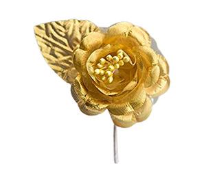 Set 36 pezzi, Bomboniera fiore artificiale stoffa lame'", segnaposto (ck5096) (ORO)