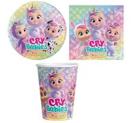Set 36 pezzi - Kit Coordinato tavola CRY BABIES Magic Tears - decoro buffet feste, compleanno bambini - 8 piatti + 8 Bicchieri + 20 tovaglioli