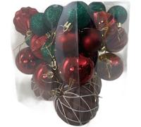 Set 36 Pezzi Palline di Natale Rosso Verde Oro Ornamenti PVC per Espositore Albe