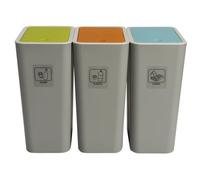 SET 3PATTUMIERE 3X10LT TRIO TRIS PORTAIMMONDIZIA CON PULSANTE RACC DIFFERENZIATA