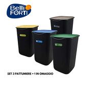 SET 3Pattumiere Raccolta Differenziata Misure 38x38x55 Cm, LT50 + 1 OMAGGIO