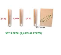 SET 3PEZZI BOBINE PELLICOLA FILM ESTENSIBILE PROTEX 3X2.4 KG TRASPARENTE IMBALLO