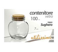 SET 3PZ CONTENITORE BARATTOLO BARATTOLINO TONDO 100ML VETRO TAPPO SUGHERO 708664