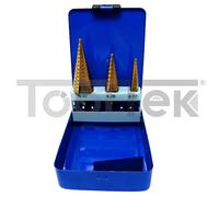 SET 3pz FRESE ALLARGAFORO A GRADINO HSS 4-30mm SCALINO CONICA TOOLTEK