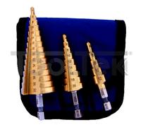 SET 3pz FRESE ALLARGAFORO A GRADINO HSS 4-32mm SCALINO CONICO ECEF TOOLTEK