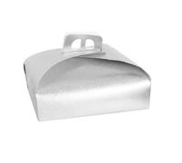 SET 3PZ SCATOLA PORTA TORTA ARGENTO 36X36 CM DOLCI PASTICCERIA FESTA PARTY 58015
