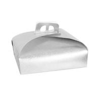 SET 3PZ SCATOLA PORTA TORTA ARGENTO 45X45CM DOLCI PASTICCERIA FESTA PARTY 58017