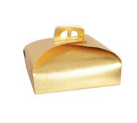 SET 3PZ SCATOLA PORTA TORTA ORO 25X25 CM PER DOLCI PASTE PASTICCERIA FESTA 58006