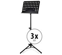 SET 3x Classic Cantabile Leggio da orchestra forato Heavy nero