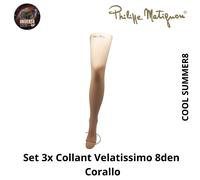 Set 3x Collant Velatissimo 8 den ,Vari Colori, COOL SUMMER8 Philippe Matignon