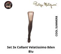 Set 3x Collant Velatissimo 8 den ,Vari Colori, COOL SUMMER8 Philippe Matignon