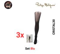 Set 3x Collant, Velato Setificato, Opaco 30den, Vari,CRISTAL30 Philippe Matignon