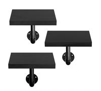 Navaris Mensole da Muro Design Industrial - Set 3X Mensoline in Legno Massello con Staffa in Ferro - Mensola da Parete 20x15x2cm Max 15kg - Nero