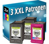 Set 3X RICARICA CARTUCCE COMPATIBILI Per HP 901 XL NERO + COLORATO