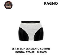 Set 3x Slip Sgambato Cotone Donna, Bianco Linea Perfetta 07349R Ragno