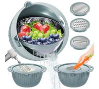 Set 4-1 scolapasta con ciotola, colini per cucina, colini e scolapasta, colino per pasta, colino per riso, detergente per frutta, lavaggio vegetariano, regalo estetico per la cucina, colore: blu