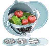 Set 4-1 scolapasta con ciotola, colini per cucina, colini e scolapasta, colino per pasta, colino per riso, detergente per frutta, lavaggio vegetariano, regalo estetico per la cucina, colore: blu