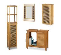 Set 4 accessori bagno lamell Mobiletto con specchio Design elegante 4 pz.
