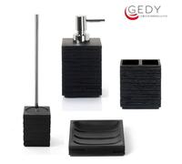 Set 4 accessori design Quadrotto nero GEDY