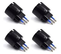 Set 4 Adattatore Multipresa Tripla, con protezione sovraccarico e contro bambini, Adattatori da Schuko a Spina Piccola 10A, Spina Rotante, Nero, Confezione da 4