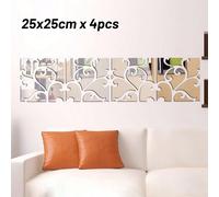 Set 4 Adesivi Murali Specchio Acrilico Grande per Decorazione Soggiorno