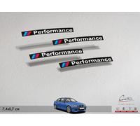 SET 4 ADESIVI SAGOMATI BMW M PERFORMANCE FONDO NERO per CERCHI | 7,4x0,7 cm