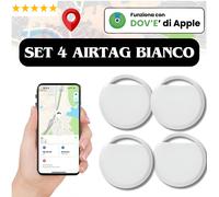 Set 4 AirTag Kit Bianco Compatibile Apple Iphone Localizzatore Smart GPS Oggetti