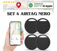 Set 4 AirTag Kit Nero Compatibile Apple Iphone Localizzatore Smart GPS Oggetti
