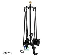 SET 4 ATTREZZI PER CAMINO GRANDE PESANTE CM 70 H IN FERRO CON POMOLO ART. 1088