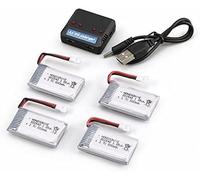 Set 4 batterie LiPo 3.7V 500mAh + caricabatterie 4 in 1 per Syma, Cheerson, S...