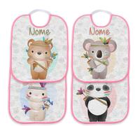 Set 4 Bavaglino Asilo con elastico personalizzabile con nome Indiani Rosa