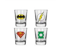 Set 4 Bicchieri Da Shot DC Comics In Vetro Licenza Ufficiale SD Toys