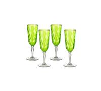 Omada Design 4 Bicchieri Champagne in acrilico, Flutes per uso all'aperto, Lavabili in Lavastoviglie, Made in Italy, Linea Diamond, Verde