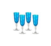 Omada Design 4 Bicchieri Champagne in acrilico, Flutes per uso all'aperto, Lavabili in Lavastoviglie, Made in Italy, Linea Diamond, Turchese