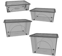 Set 4 box storage base e coperchio effetto vedo non vedo Organizer Portaoggetti