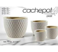 SET 4 CACHEPOT VASO BIANCHI DECORATO PORTA PIANTE GIARDINO TDS-757426