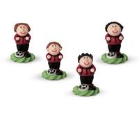 Set 4 Calciatori MILAN - Rosso Nero - in zucchero per decorazione torta e dolci