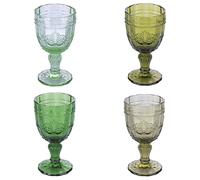 Villa d’Este Home Tivoli 5911615 Set 4 calici 265 ml in Vetro Trasparente, Decoro arabescato, Syrah Greenery