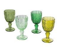 Villa d’Este Home Tivoli 5911615 Set 4 calici 265 ml in Vetro Trasparente, Decoro arabescato, Syrah Greenery