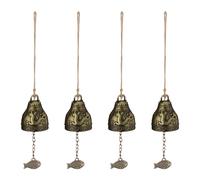 Relaxdays Set 4 Campane Vento Feng Shui, Campanelli Acchiappasogni, Scacciapensieri e Relax, Esterni e Interni, Dorato, Metallo, 28 x 5 x 5 cm