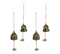 Relaxdays Set 4 Campane Vento Feng Shui, Campanelli Acchiappasogni, Scacciapensieri e Relax, Esterni e Interni, Dorato, Metallo, 27 x 5 x 5 cm