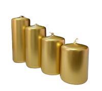 Set 4 candele a cilindro oro centrotavola di natale in cera decorazioni addobbi