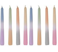 Set 4 Candele Cilindriche Tricolore per Creare Atmosfera - Set Candele con Colori Sfumati per Camera e Salotto, in Cera, 2x10cm, Multicolor (Confezione da 2)