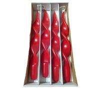 Set 4 Candele Elicoidali Rosse 28 cm - Candele Coniche Decorative a Spirale - Per Matrimonio, San Valentino, Cena Romantica e Decorazione Tavola