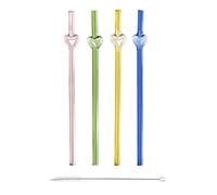 Set 4 cannucce cuore colorato 21 cm con scovolino